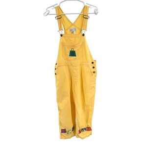 Sunny Yellow Women's embroidered shop til you drop cropped overalls L novelty